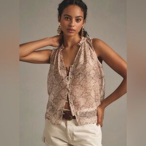 NWT Anthropologie Cloth & Stone Snakeskin Animal Print Beige/Brown Tank Small